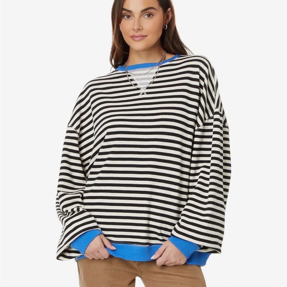 We The Free Black n White Striped Knit